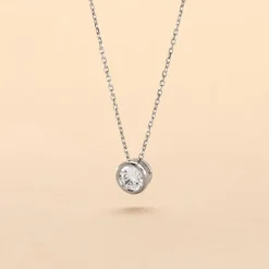 Collier Columbine Or Blanc Oxyde De Zirconium Blanc
