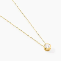 Collier Columbine Or Jaune Oxyde De Zirconium Blanc