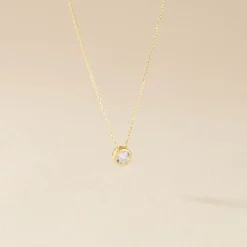 Collier Columbine Or Jaune Oxyde De Zirconium Blanc