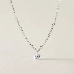 Collier Court Argent Blanc Constantin Oxyde De Zirconium