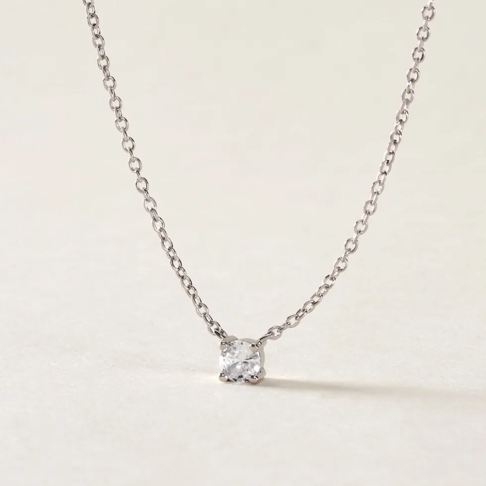 Collier Court Argent Blanc Lylwenn Oxyde De Zirconium