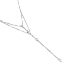 Collier Cravate Argent Blanc Syrielle Oxyde De Zirconium
