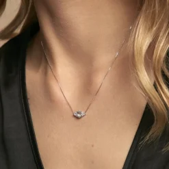 Collier Diapre Or Blanc Topaze Oxyde De Zirconium