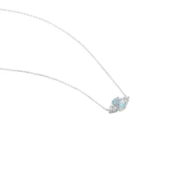 Collier Diapre Or Blanc Topaze Oxyde De Zirconium