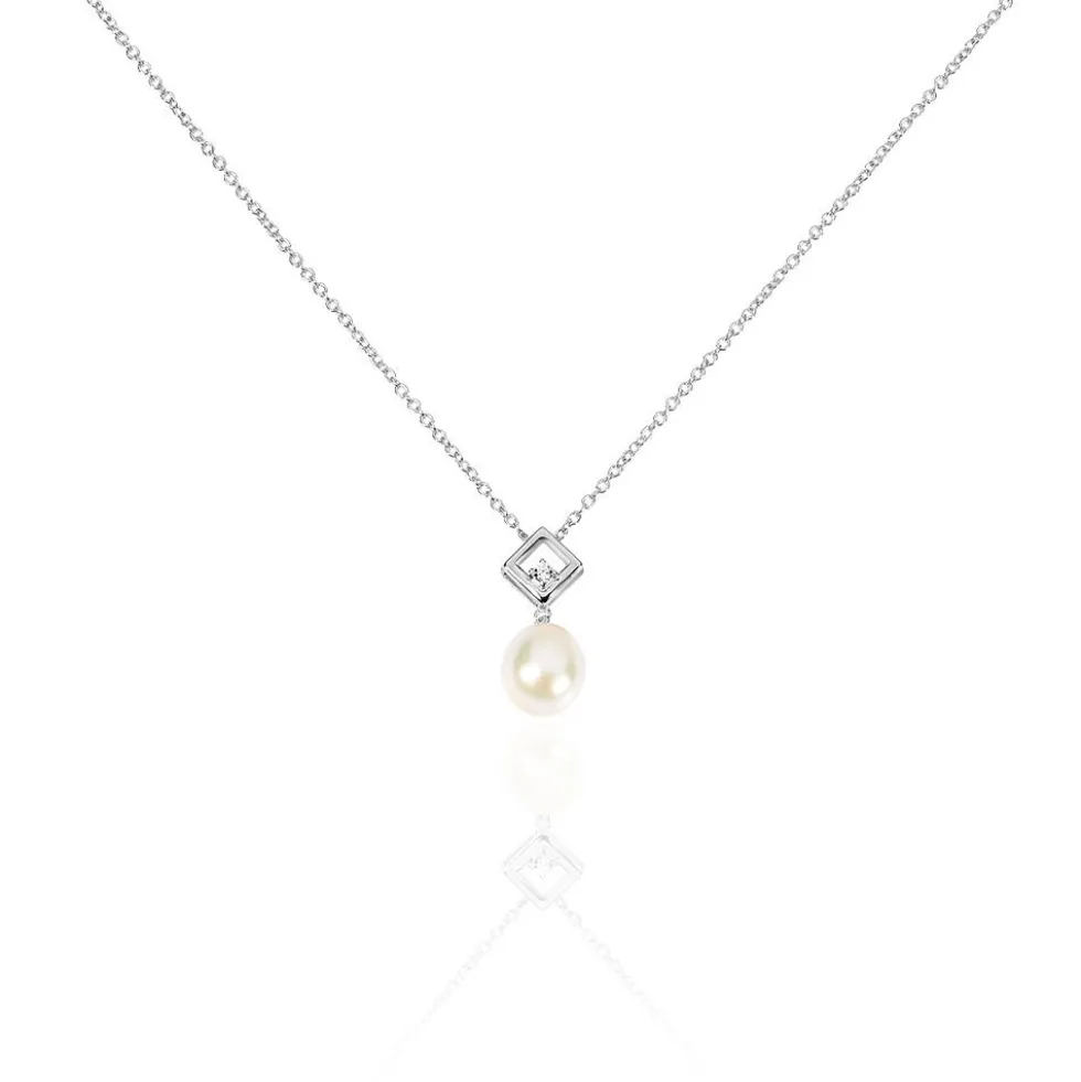 Collier Drusilla Argent Blanc Perle De Culture Et Oxyde De Zirconium