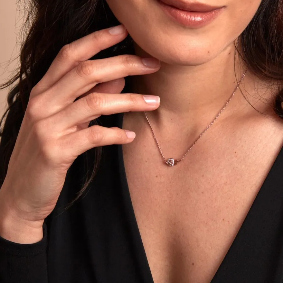 Collier Edenia Argent Rose Oxyde De Zirconium