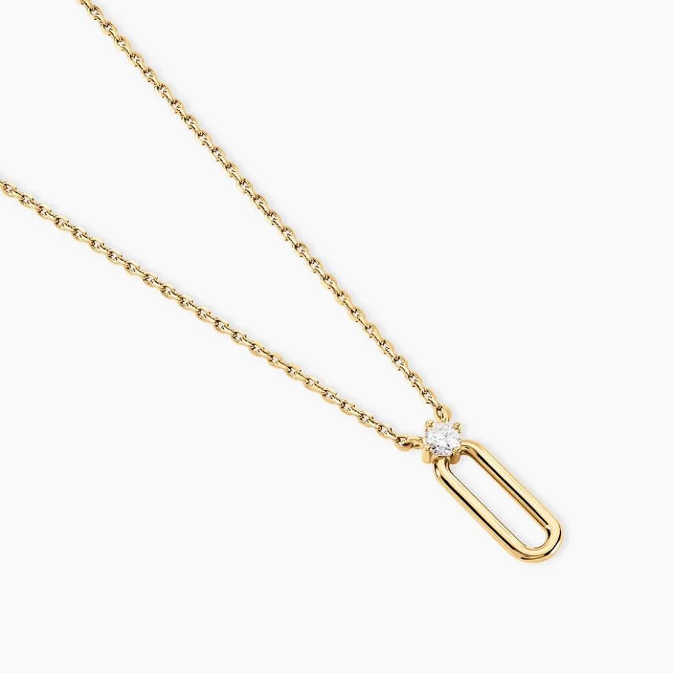 Collier Ellin Plaque Or Jaune Oxyde De Zirconium