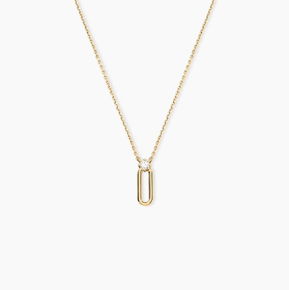 Collier Ellin Plaque Or Jaune Oxyde De Zirconium