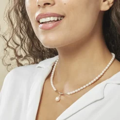Collier Emma-lisa Or Jaune Perle De Culture