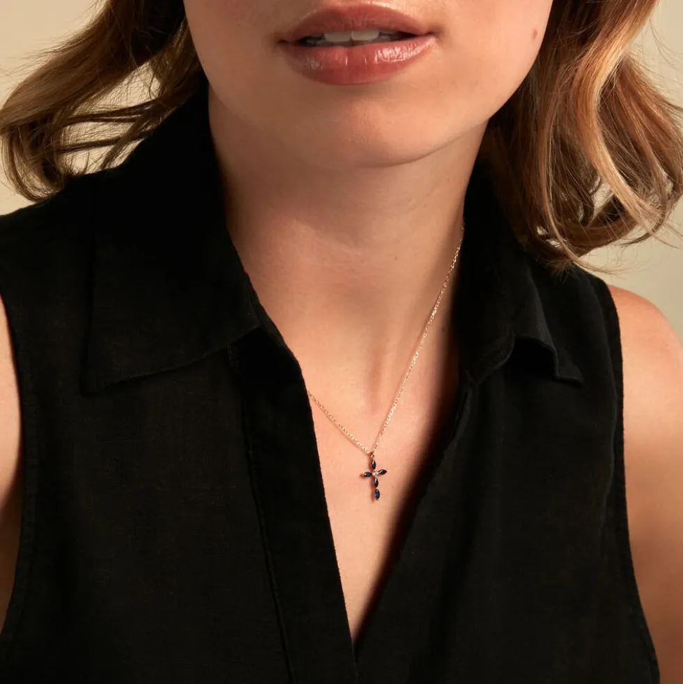Collier Eser Or Jaune Oxyde De Zirconium