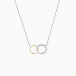 Collier Fei Or Jaune Argent Blanc Oxyde De Zirconium