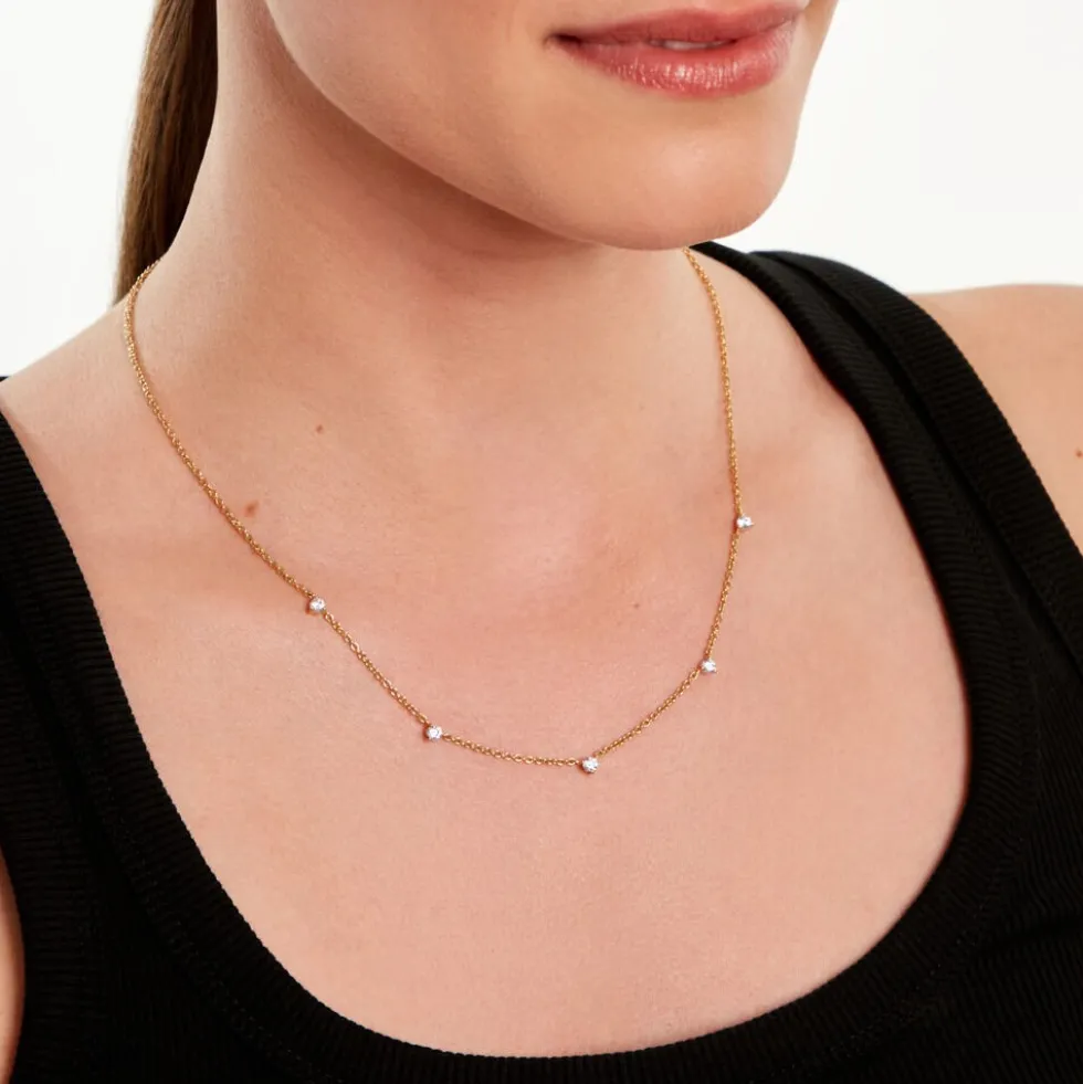 Collier Gasparine Plaqué Or Jaune Oxyde De Zirconium