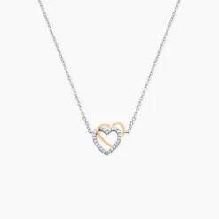 Collier Gine Or Jaune Argent Blanc Oxyde De Zirconium