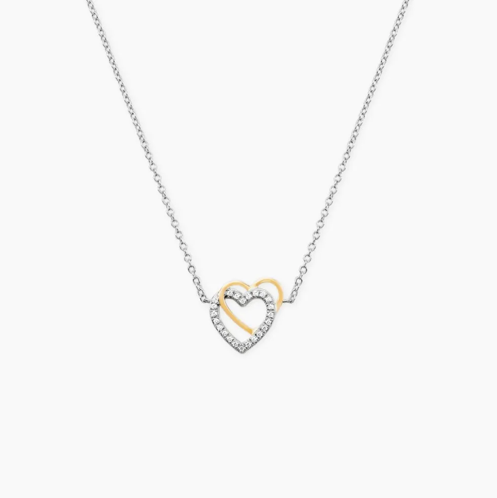 Collier Gine Or Jaune Argent Blanc Oxyde De Zirconium