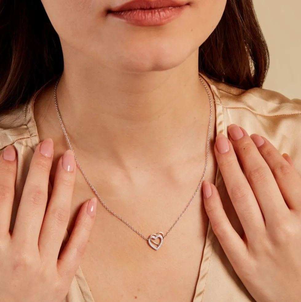 Collier Gine Or Jaune Argent Blanc Oxyde De Zirconium