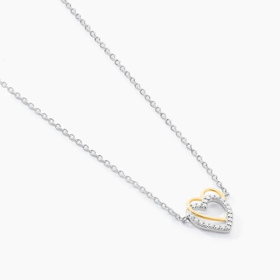 Collier Gine Or Jaune Argent Blanc Oxyde De Zirconium