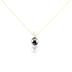 Collier Giuseppe Or Jaune Perle De Tahiti Oxyde Zirconium