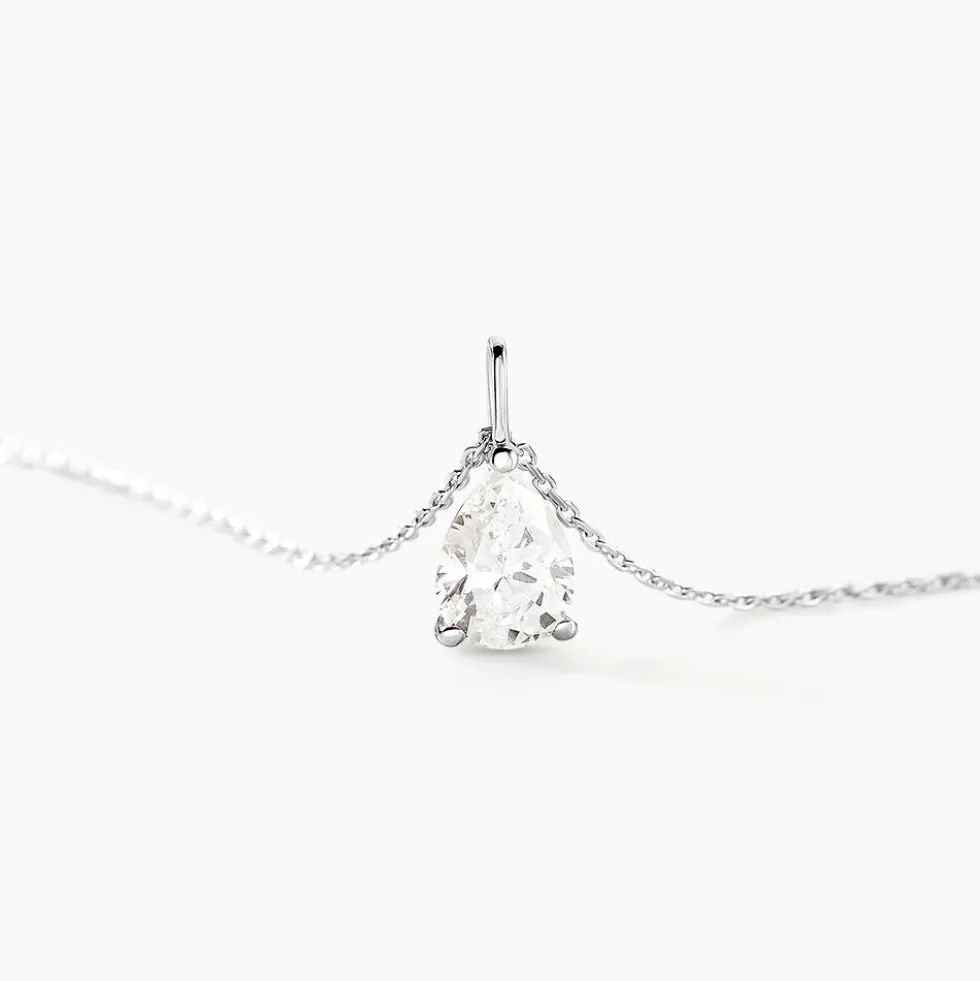 Collier Goutte Or Blanc Oxyde De Zirconium
