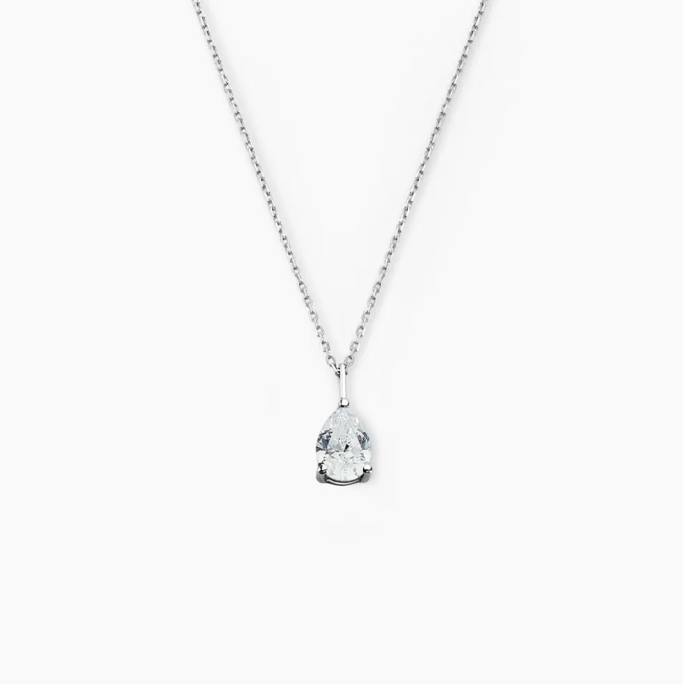 Collier Goutte Or Blanc Oxyde De Zirconium