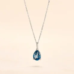 Collier Goutte Or Blanc Topaze