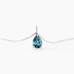 Collier Goutte Or Blanc Topaze
