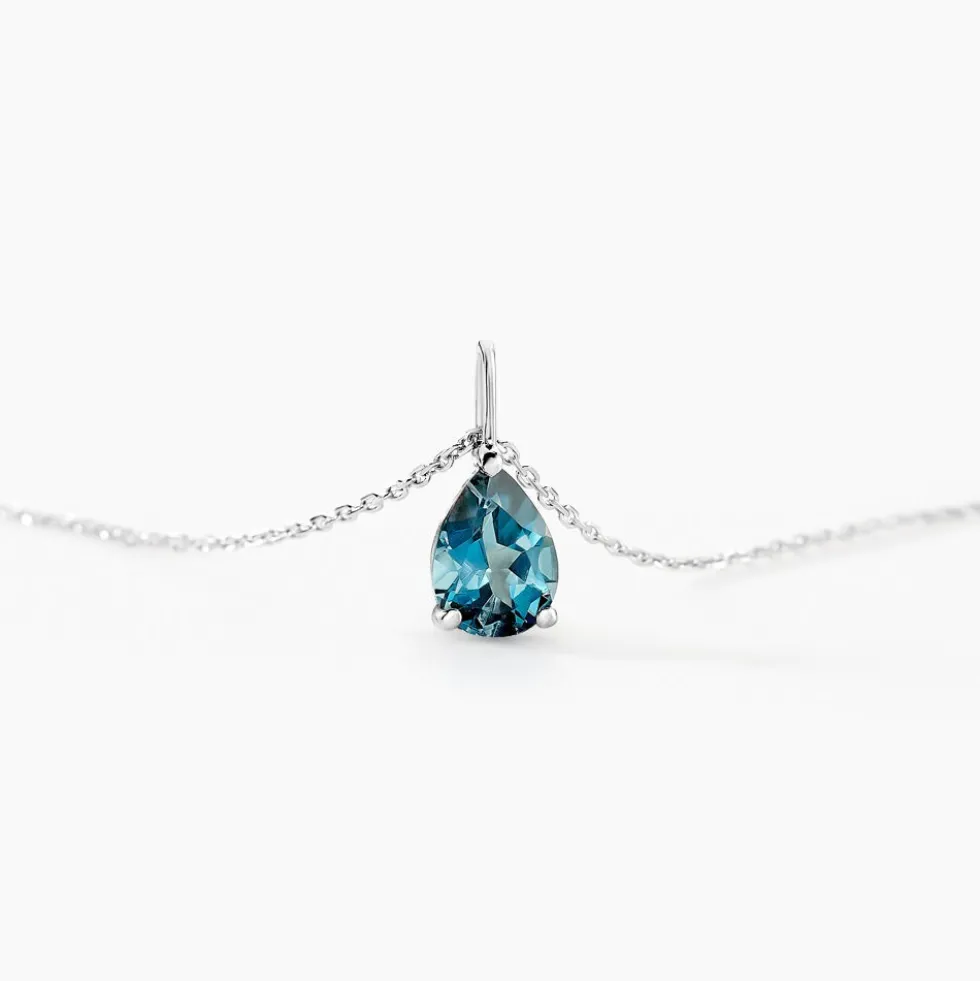 Collier Goutte Or Blanc Topaze