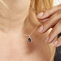 Collier Goutte Or Blanc Topaze