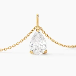 Collier Goutte Or Jaune Oxyde De Zirconium