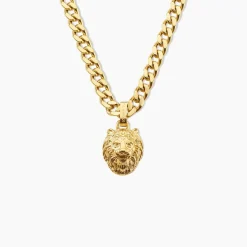 Collier Guess Lion King Acier Jaune