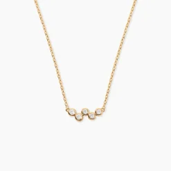 Collier Halo Plaqué Or Jaune Oxyde De Zirconium