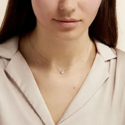 Collier Hildana Or Blanc Oxyde De Zirconium