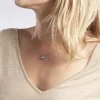 Collier Isin Argent Blanc Pierre De Synthese