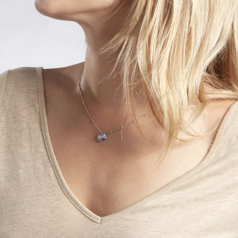 Collier Isin Argent Blanc Pierre De Synthese