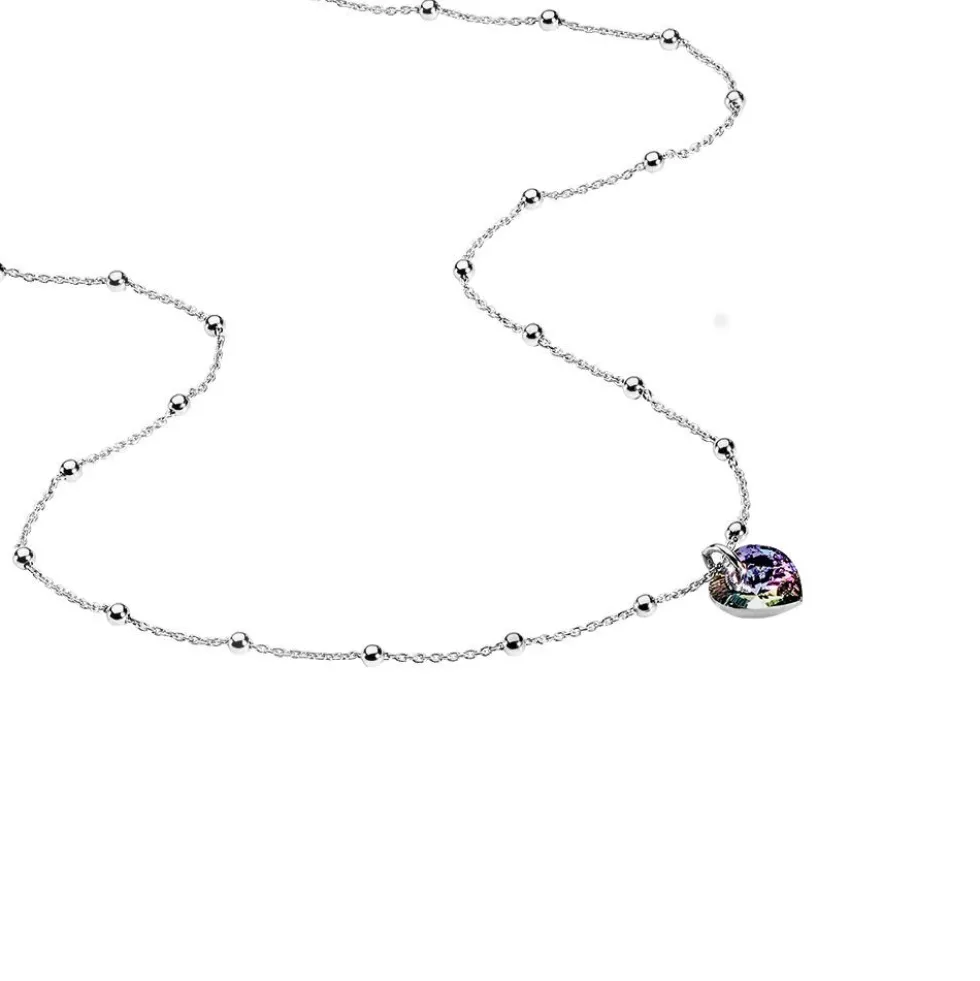 Collier Isin Argent Blanc Pierre De Synthese