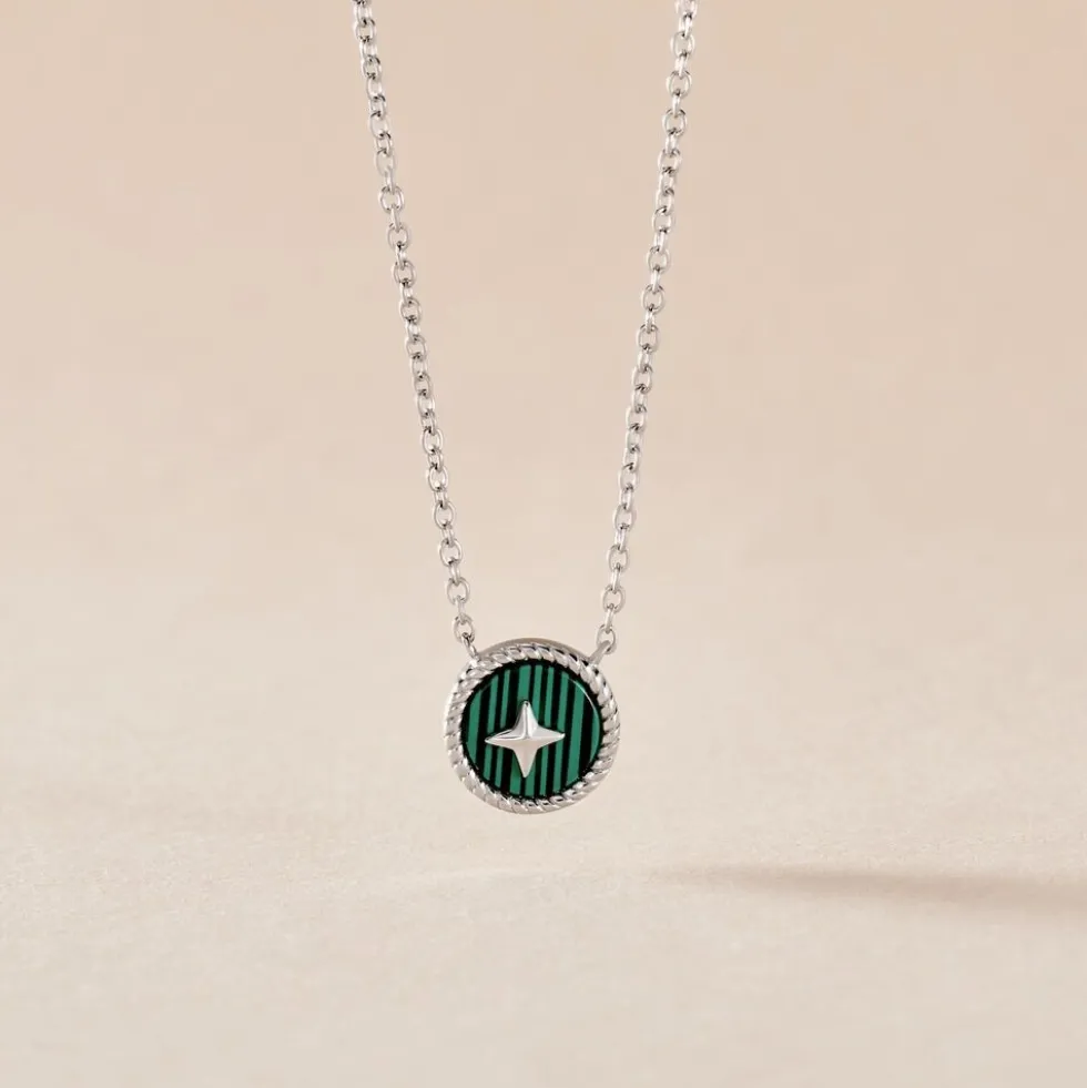 Collier Izarra Argent Blanc Malachite