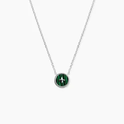 Collier Izarra Argent Blanc Malachite