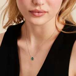 Collier Izarra Argent Blanc Malachite
