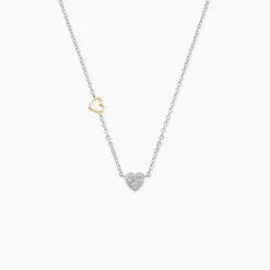 Collier Joia Or Jaune Argent Blanc Oxyde De Zirconium