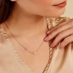 Collier Joia Or Jaune Argent Blanc Oxyde De Zirconium