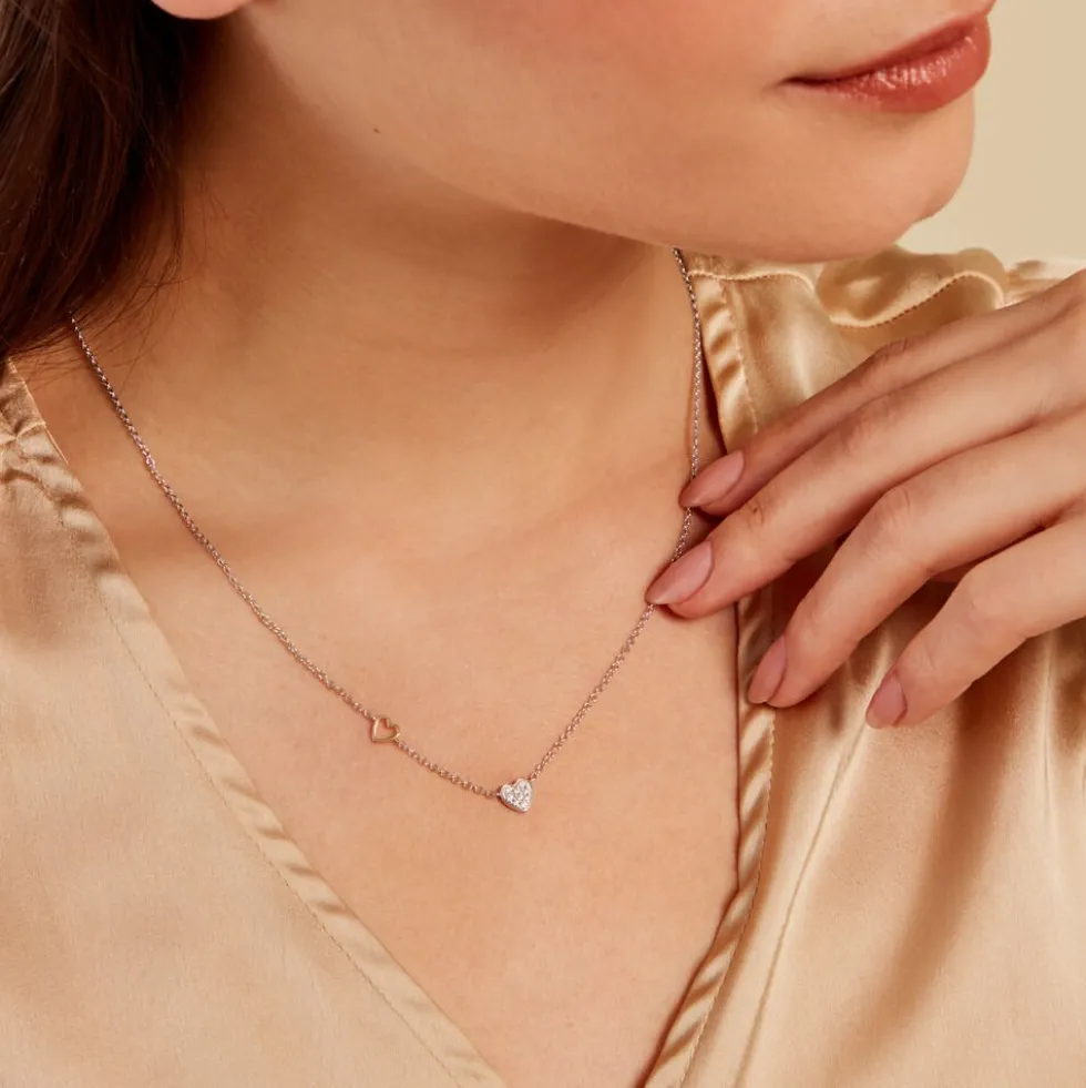 Collier Joia Or Jaune Argent Blanc Oxyde De Zirconium