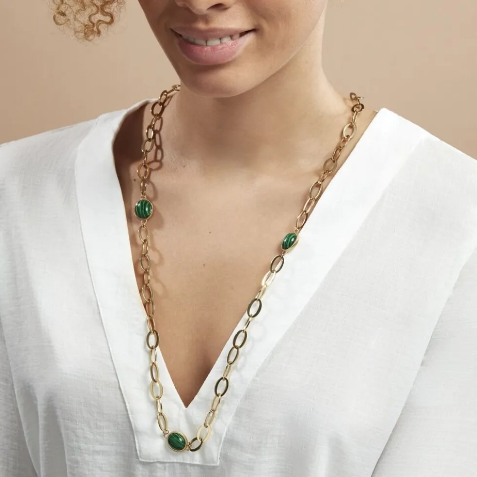 Collier Julyan Acier Doré Malachite