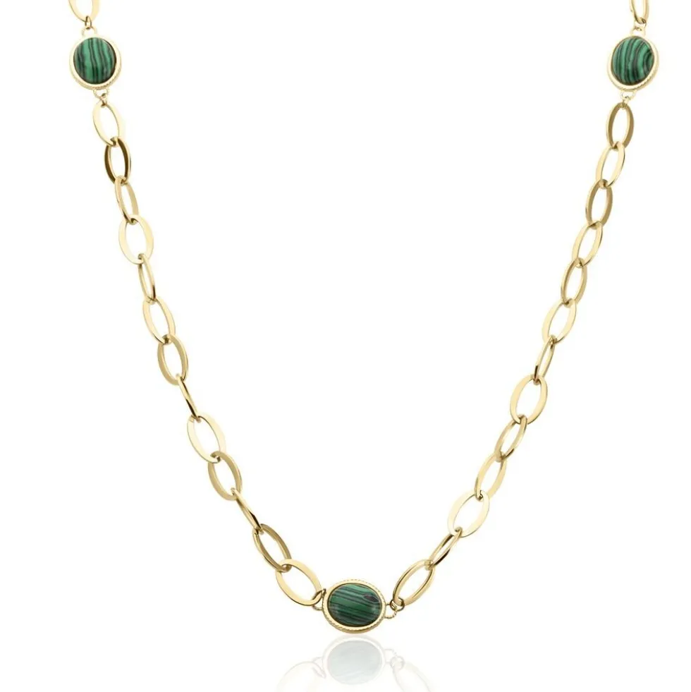 Collier Julyan Acier Doré Malachite