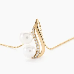 Collier Loeva Or Jaune Perle De Culture Et Oxyde De Zirconium