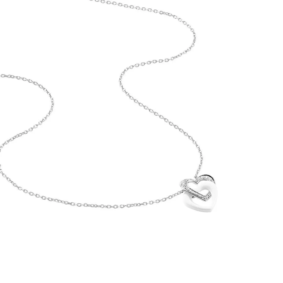 Collier Lovea Argent Blanc Céramique Et Oxyde De Zirconium