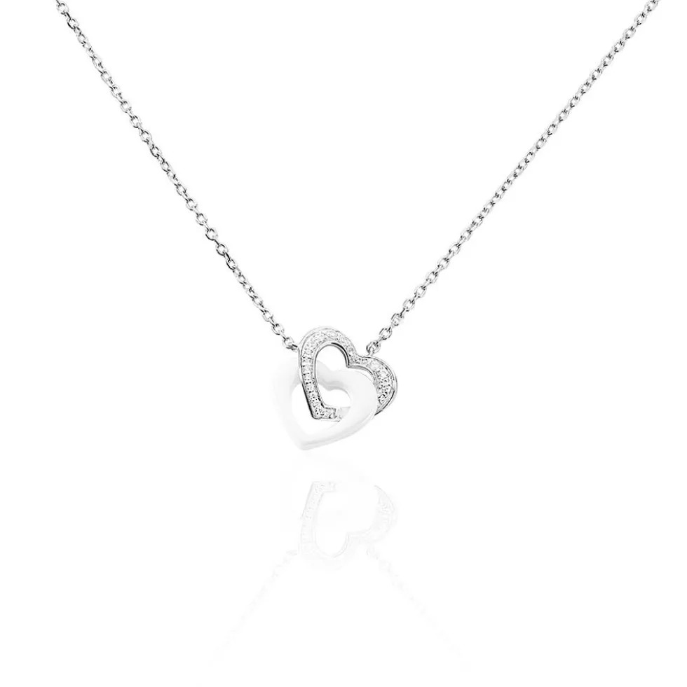 Collier Lovea Argent Blanc Céramique Et Oxyde De Zirconium