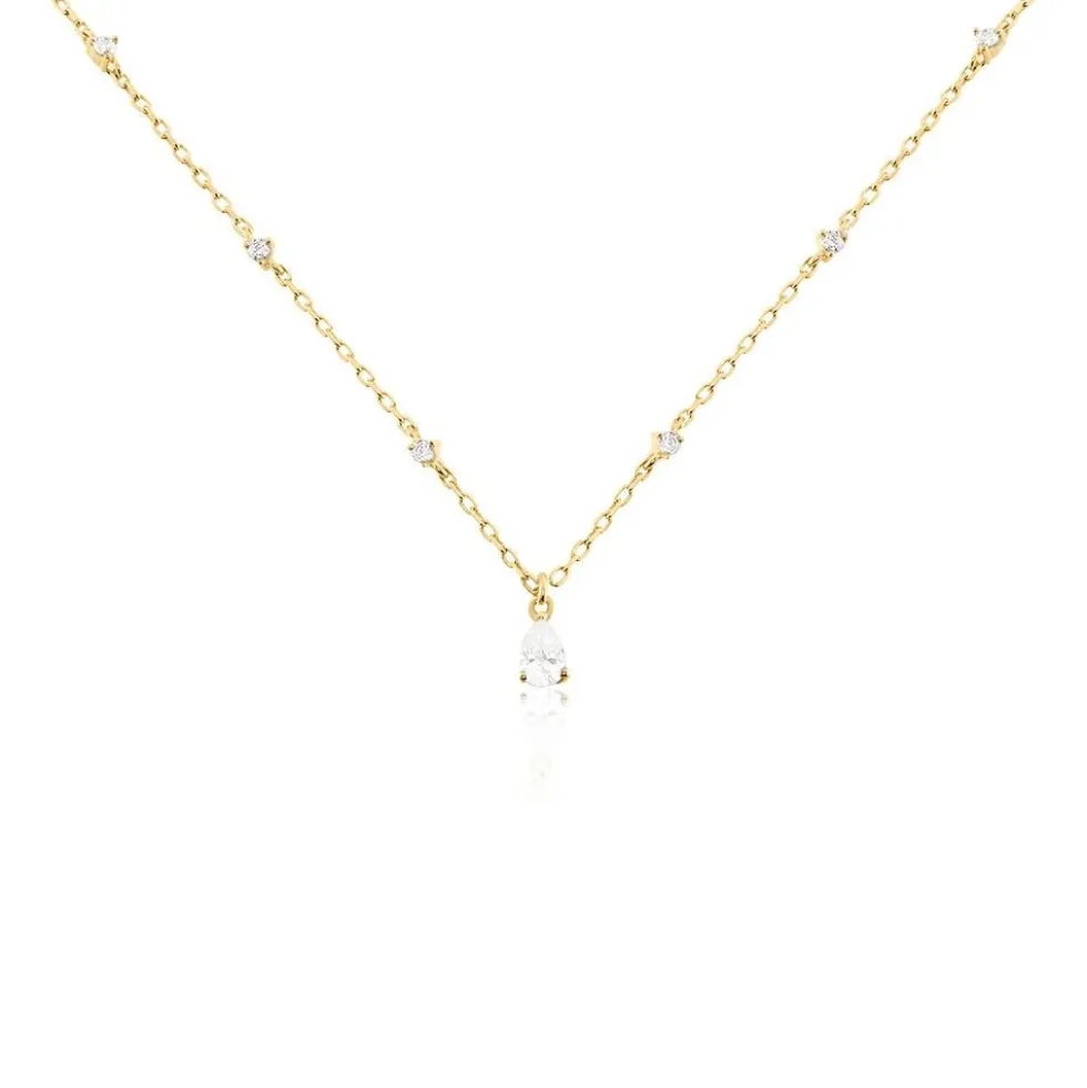 Collier Lovel Plaqué Or Doré Oxyde De Zirconium