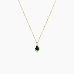 Collier Luminea Or Jaune Malachite Oxyde De Zirconium