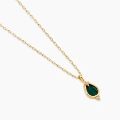Collier Luminea Or Jaune Malachite Oxyde De Zirconium