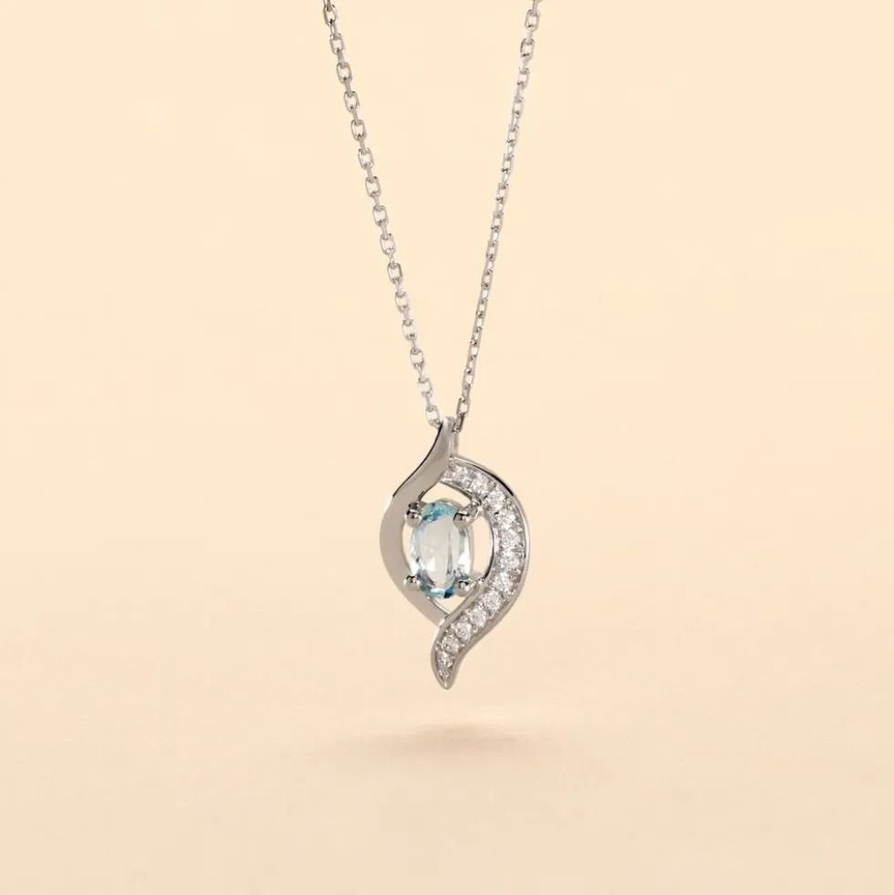 Collier Lydia Or Blanc Topaze Oxyde Oxyde