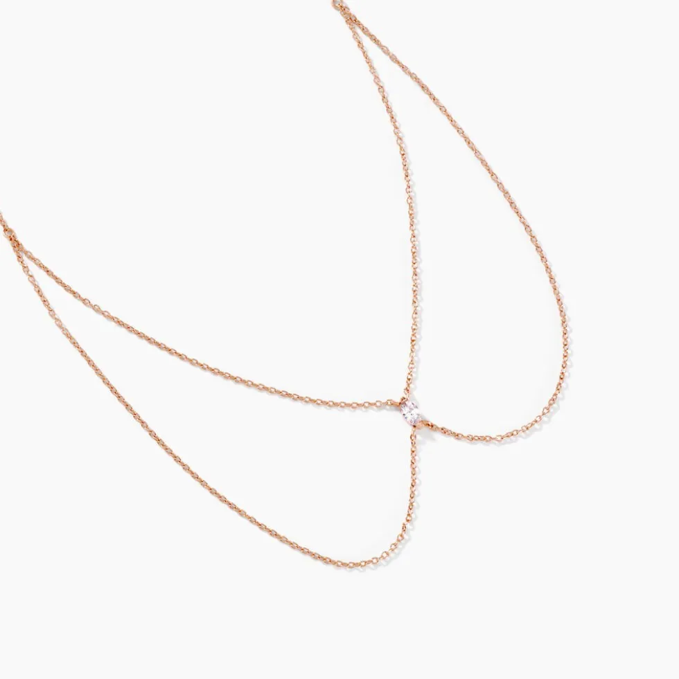 Collier Navette Argent Rose Oxyde De Zirconium